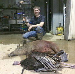 Tim - Bow Kill - Hog 125 lbs. - Turkey 9 in. Beard 18 lbs Bird